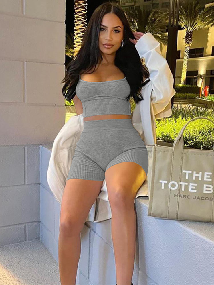 Two Piece Tank Top Shorts Outfits
