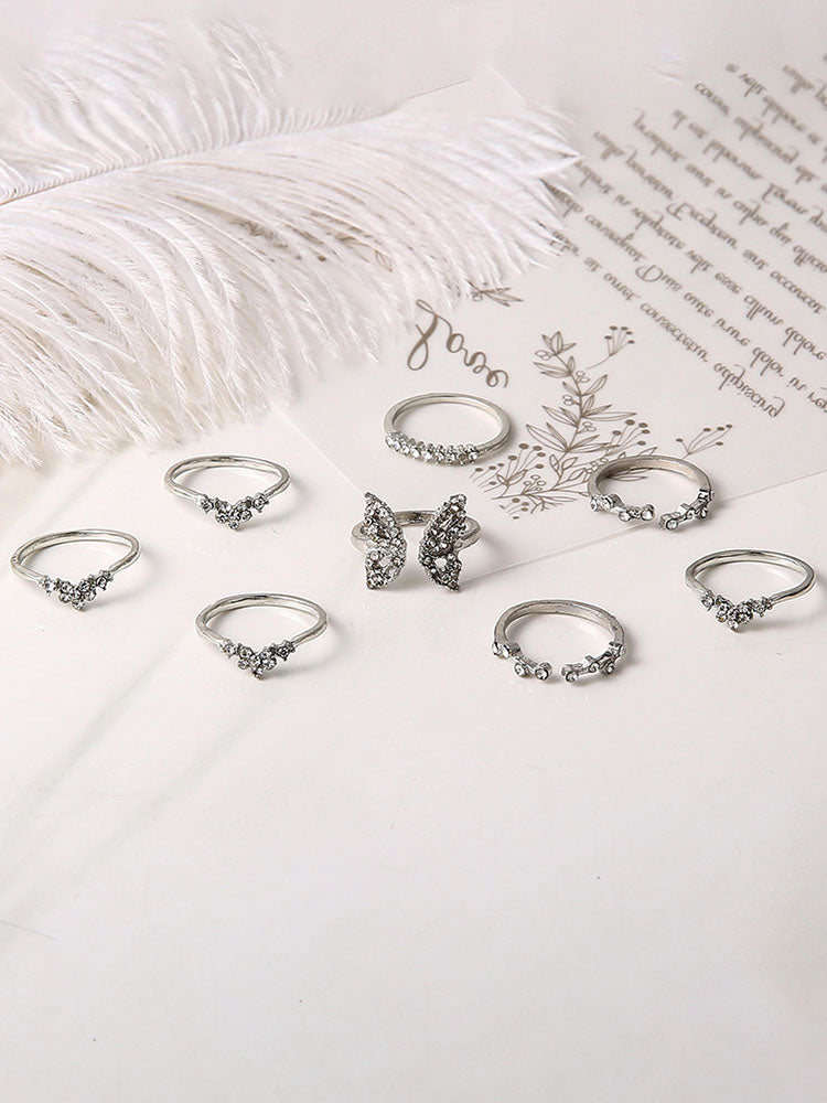 Eight Piece Rhinestone Rings Sets