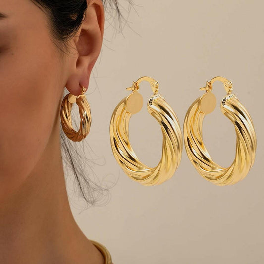 14kt Gold Twisted Hoop Earrings