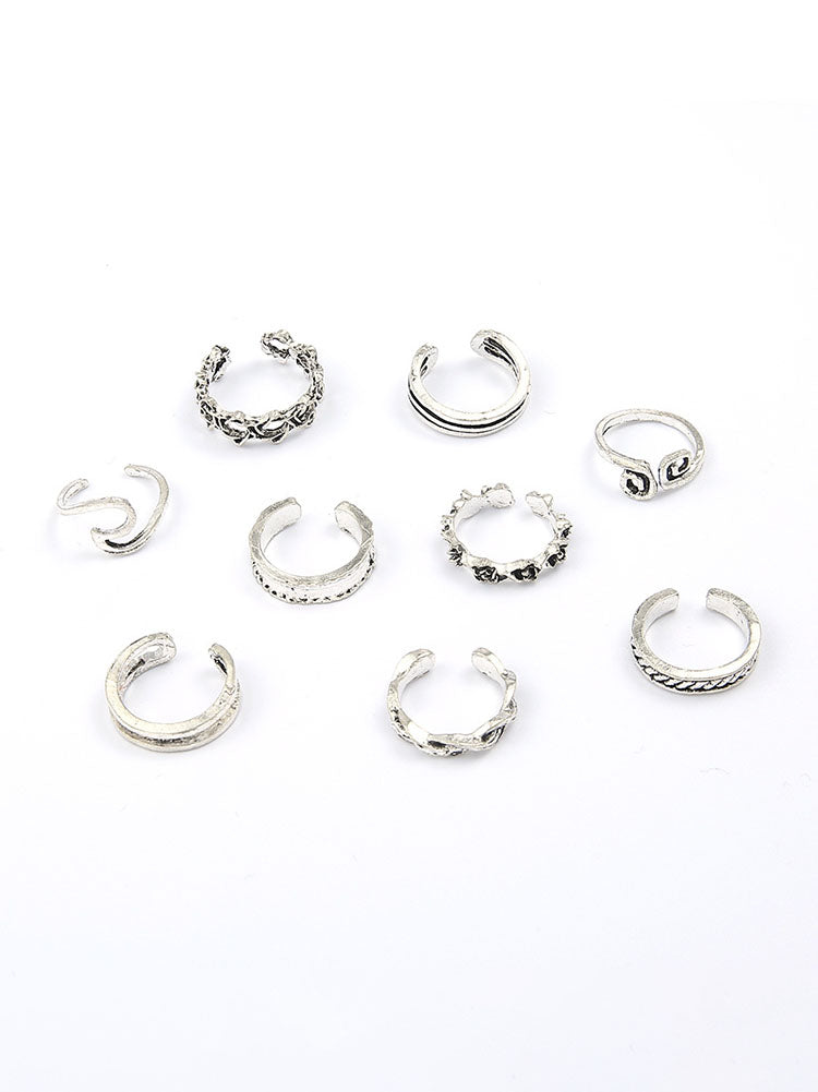 Nine Piece Adjustable Opening Toe Rings Sets