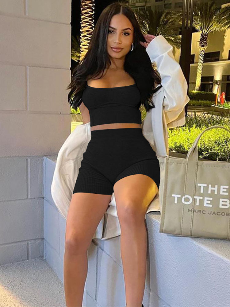 Two Piece Tank Top Shorts Outfits