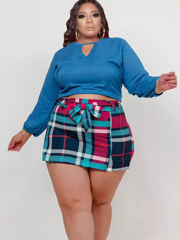 Long Sleeve Crop Top & Short Pantskirt