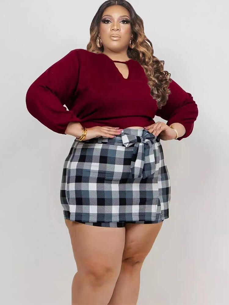 Long Sleeve Crop Top & Short Pantskirt