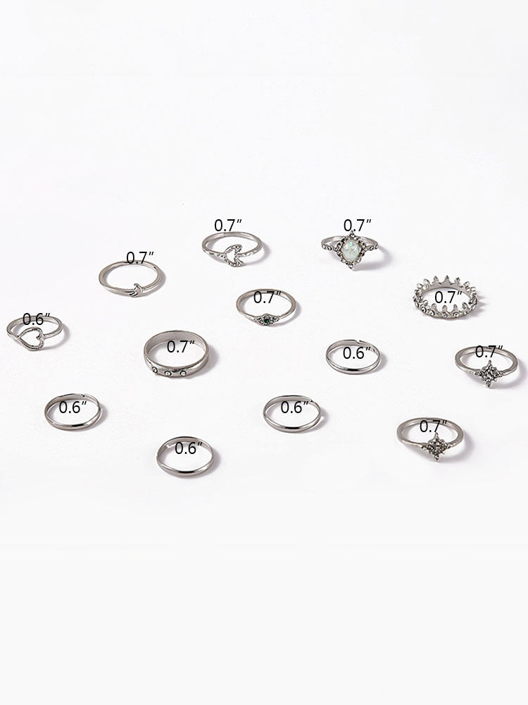 Eleven Piece Pearl Rhinestone Rings Sets