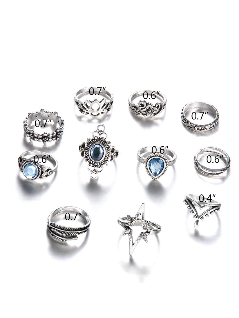Eleven Piece European Imitation Gem Rings Sets