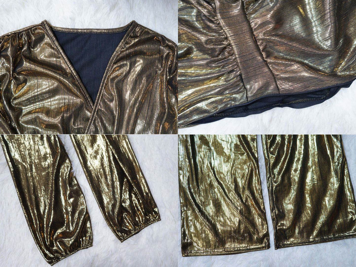 Long Sleeves Bronzing High Waist Jumpsuits