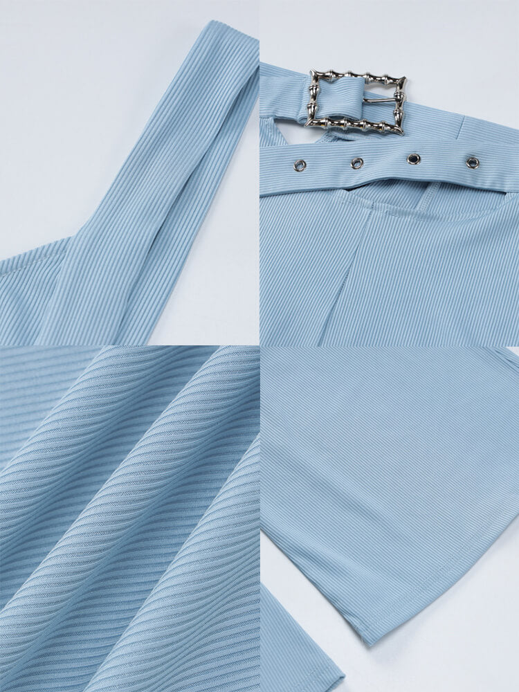 Solid Sleeveless Vest and Flared Pants Set