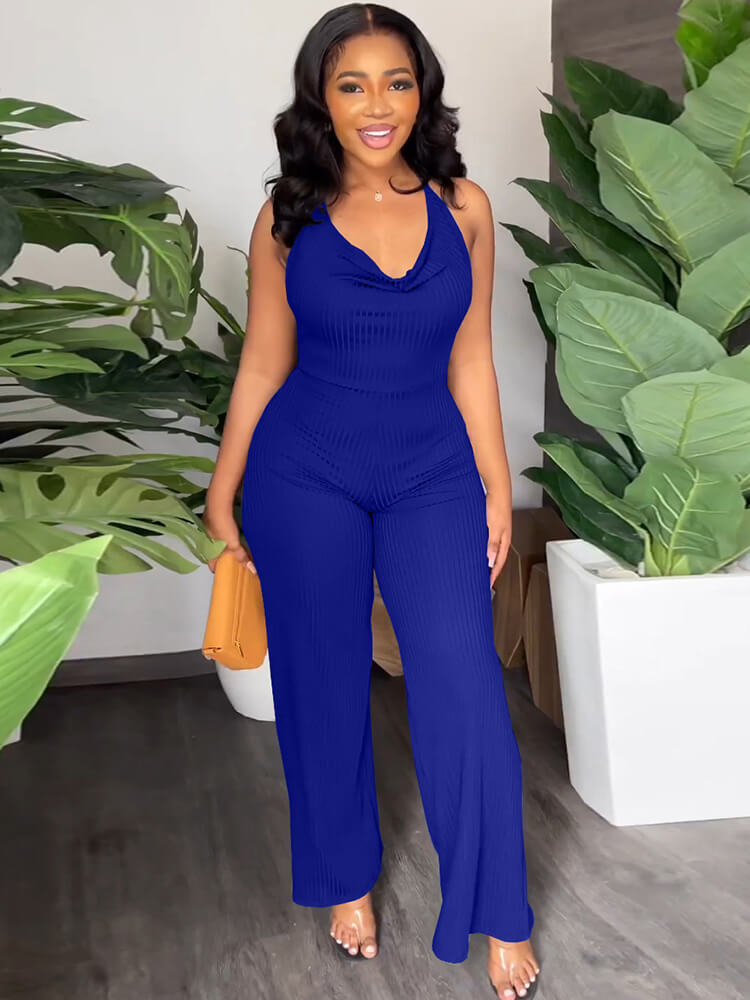 Halter Cowl Neck Wide Leg Flares Jumpsuits