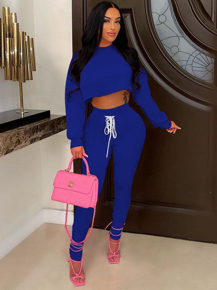 Two Piece Crop Tops & Drawstring Pants