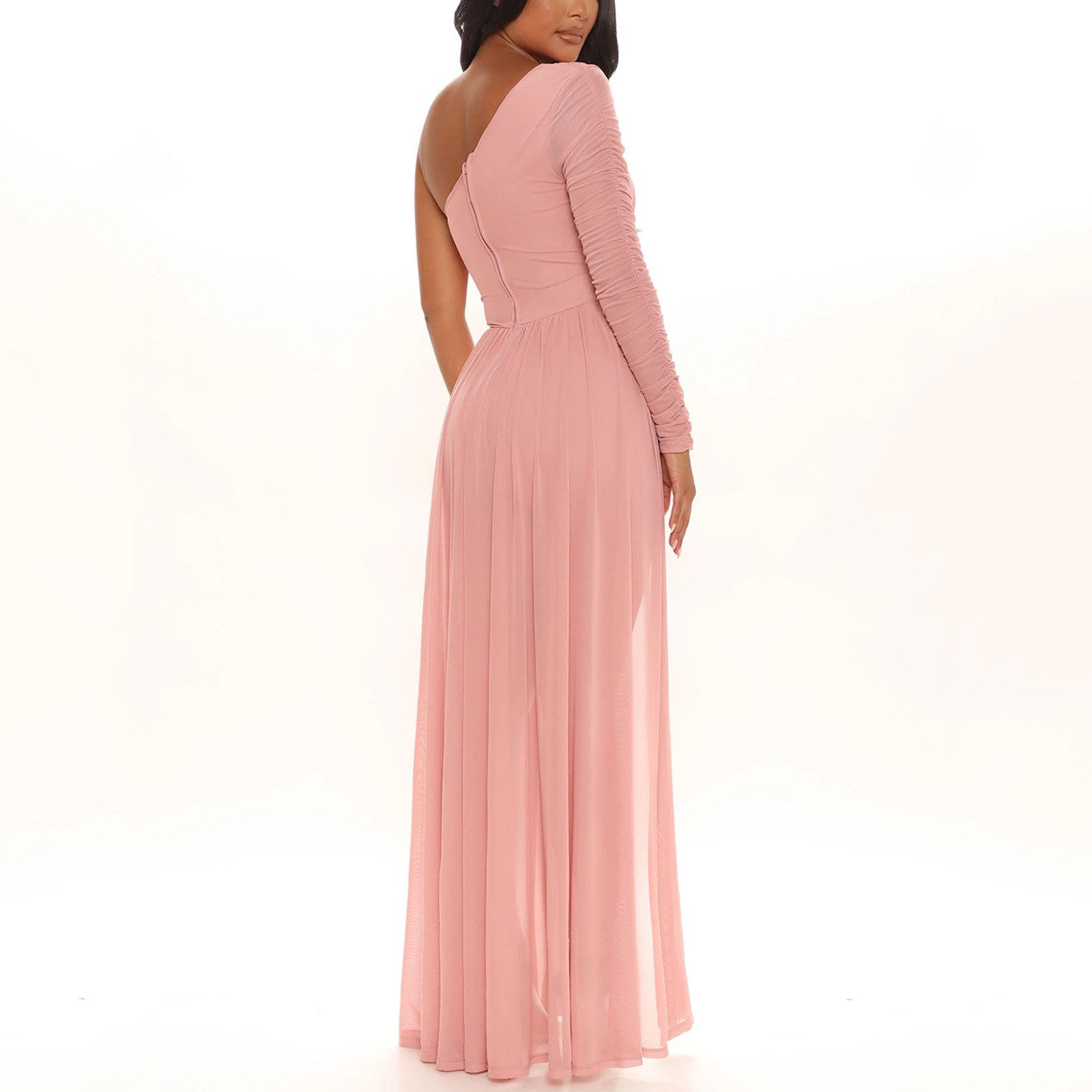 One Shoulder Mesh Patchwork Jumpsuit