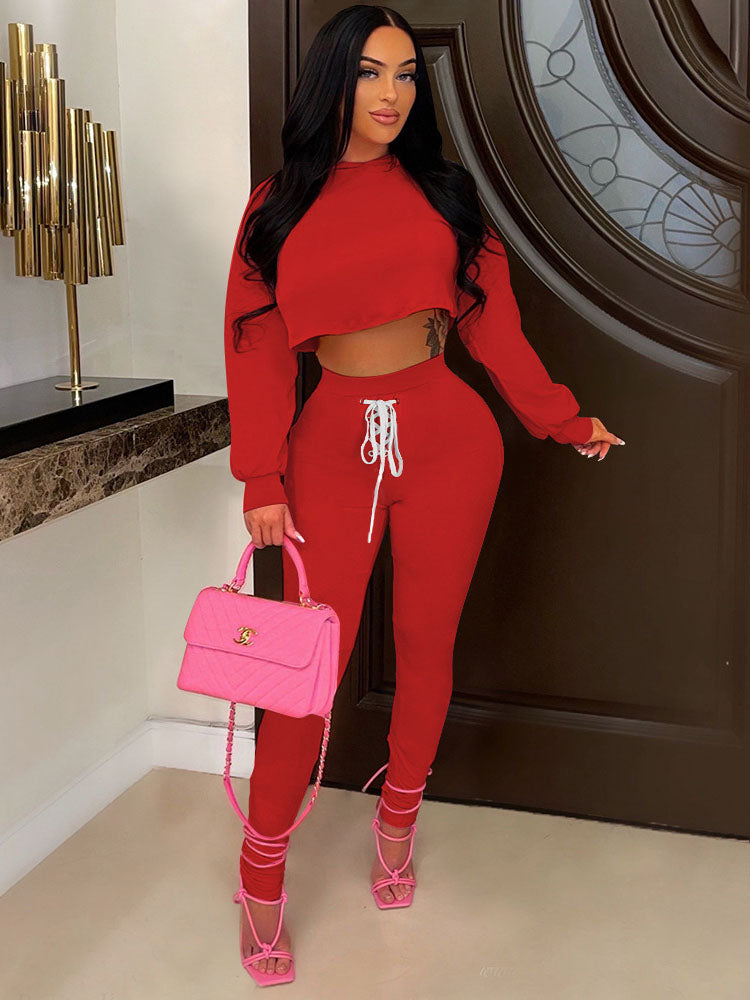 Two Piece Crop Tops & Drawstring Pants