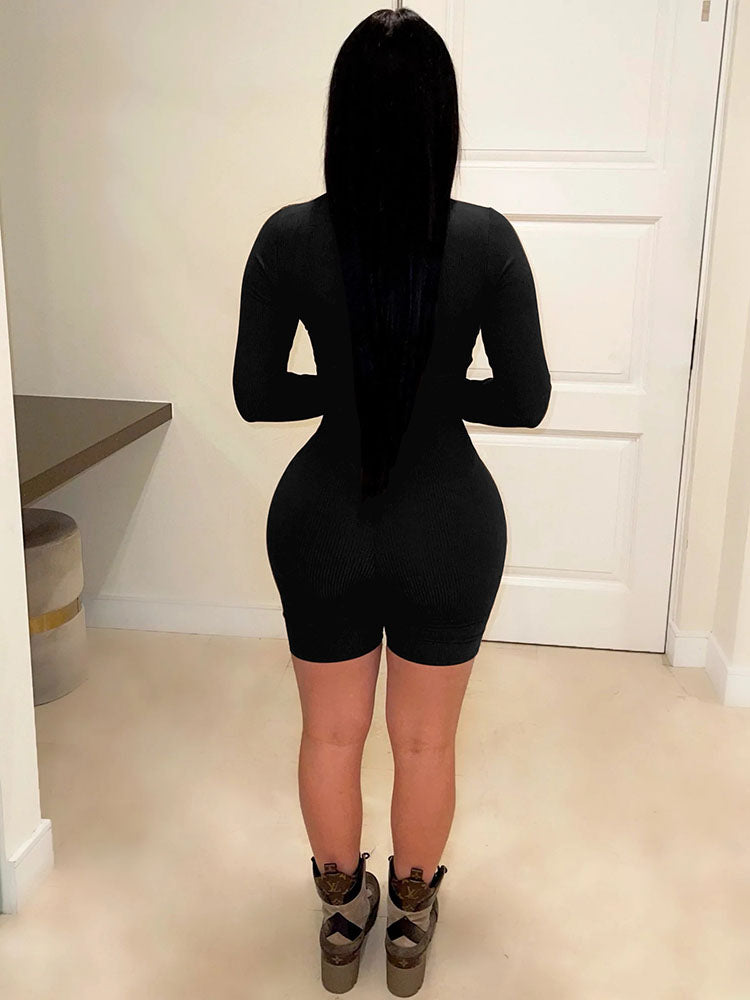 Long Sleeves Zipper Bodycon Rompers