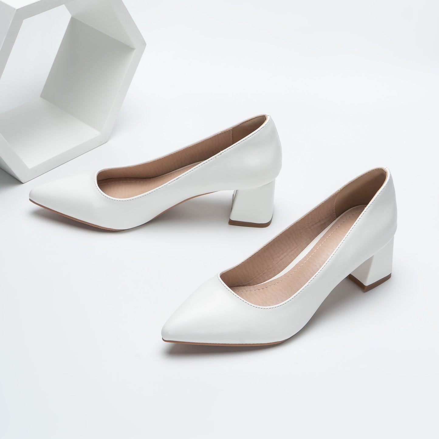 Point Toe Leather Chunky Low Heels