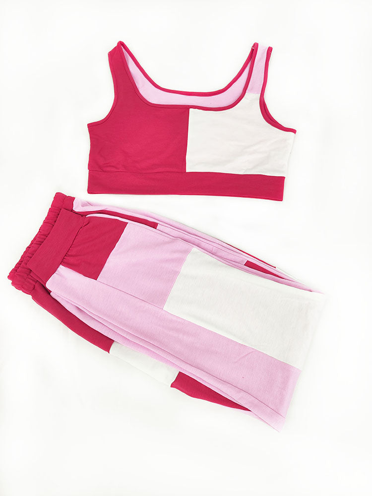 Color Block Tank Top Long Pants Set