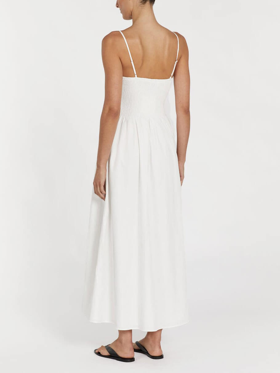 Spaghetti Strap Solid Color Slit Midi Dress