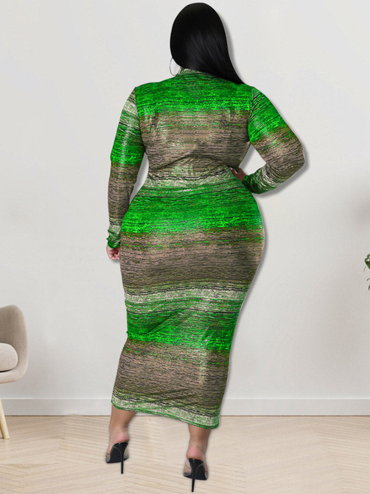Mock Neck Bodycon Plus Size Maxi Dresses