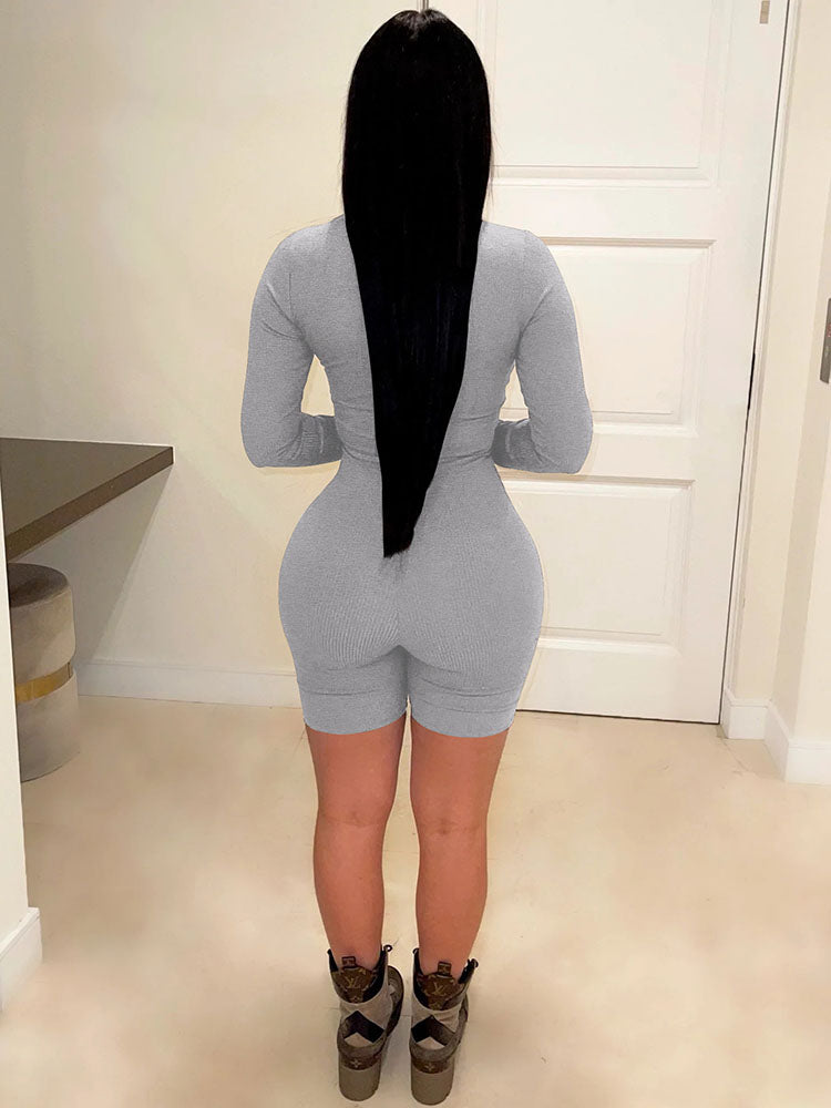 Long Sleeves Zipper Bodycon Rompers