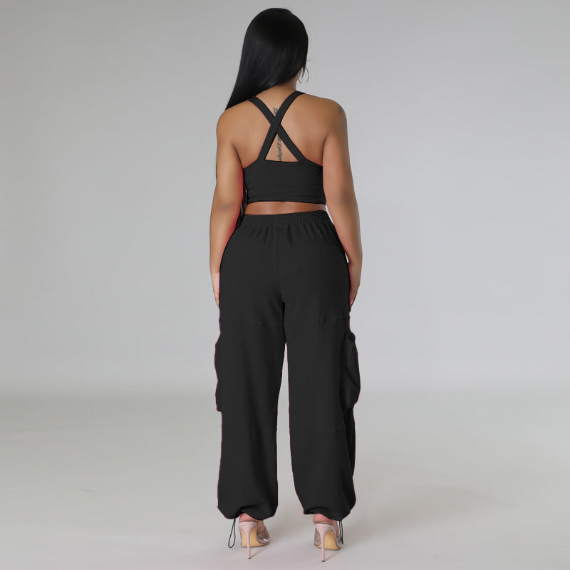 Two Piece Sleeveless Crop Tops & Pants