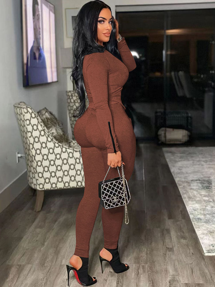 Two Piece Zipper Crop Tops & Pants