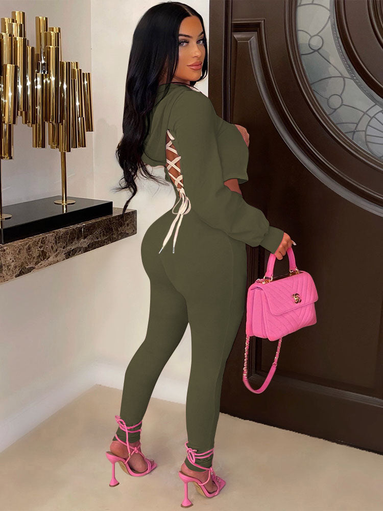 Two Piece Crop Tops & Drawstring Pants