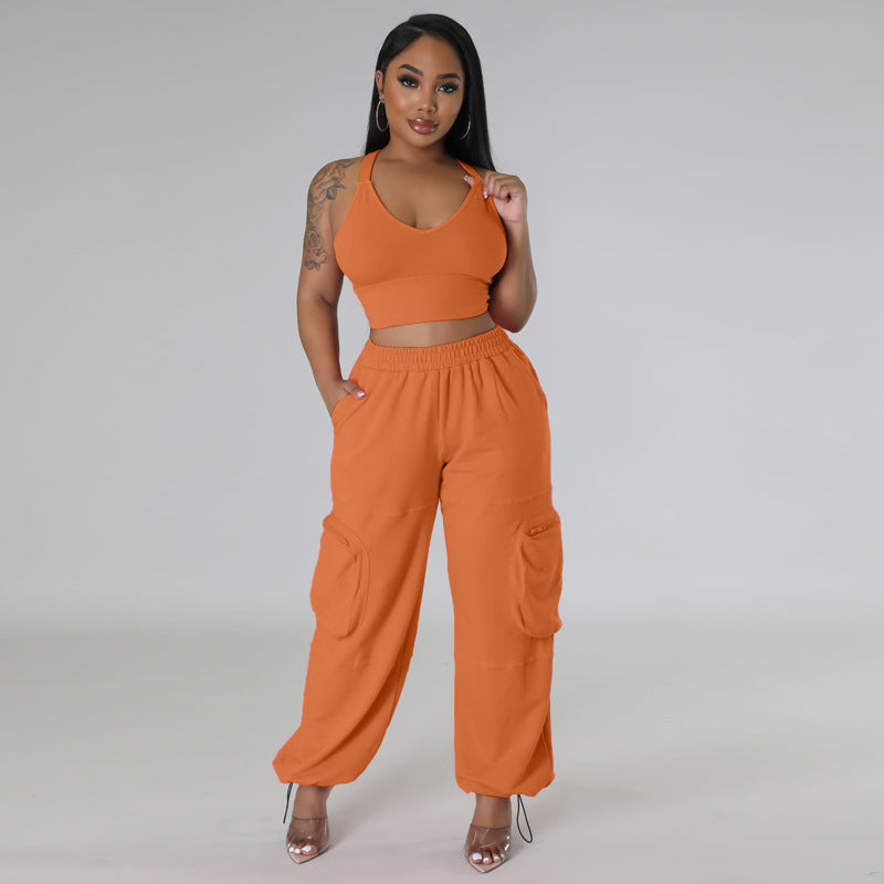 Two Piece Sleeveless Crop Tops & Pants