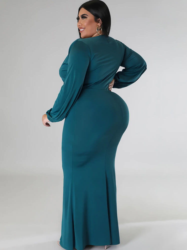 Long Sleeve V Neck Bodycon Maxi Dresses