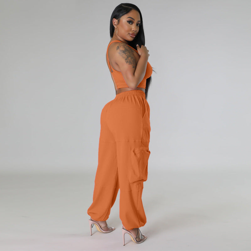 Two Piece Sleeveless Crop Tops & Pants