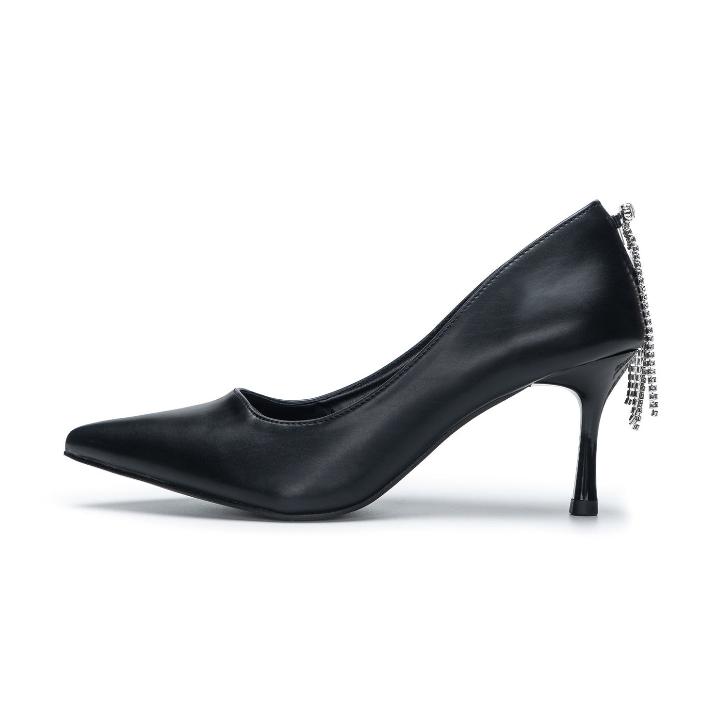 Replaceable Straps Leather Pointed Toe Low Heel Pumps