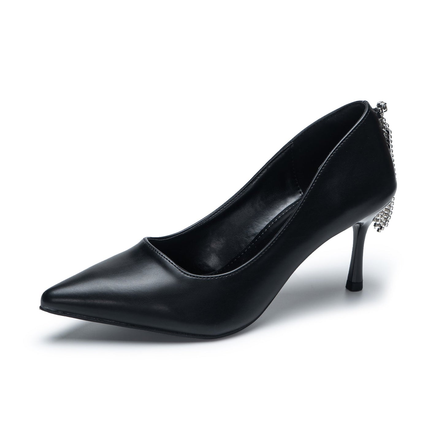 Replaceable Straps Leather Pointed Toe Low Heel Pumps