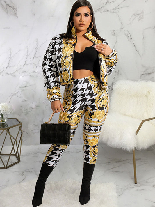 Two Piece Zipper Top & Skinny Pants
