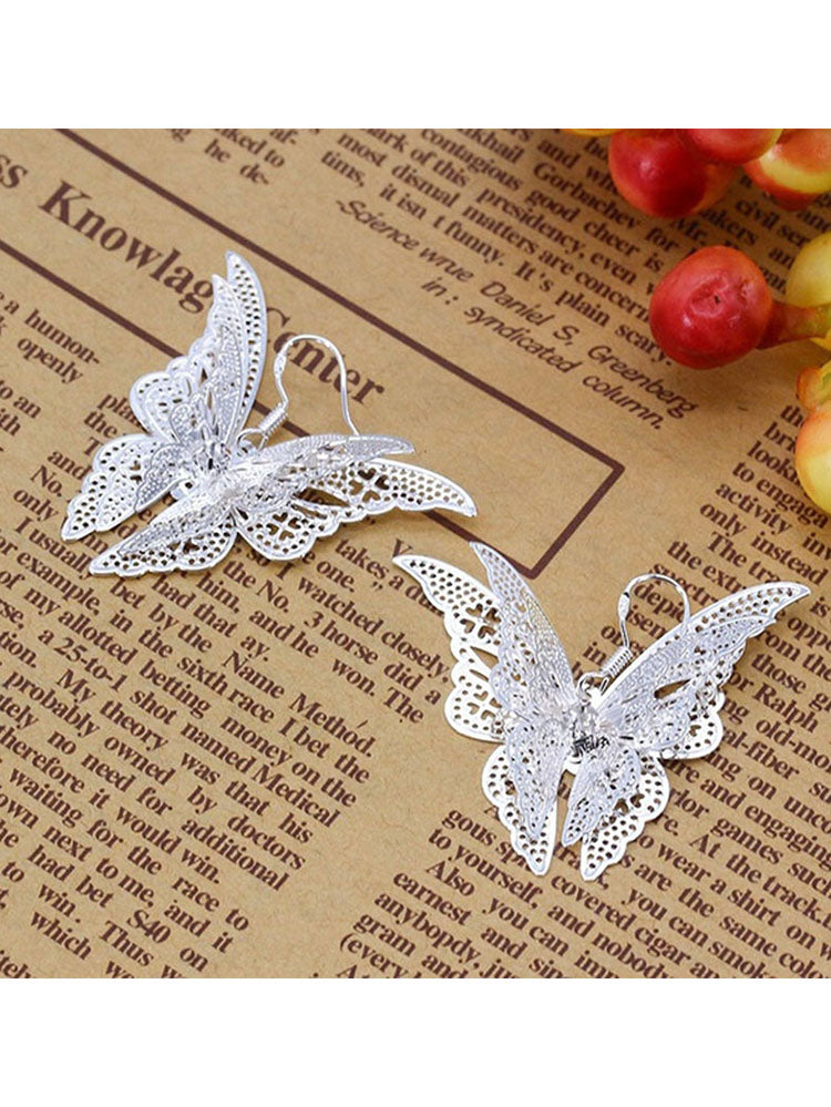 Elegant Butterfly Pendant Necklace + Earrings