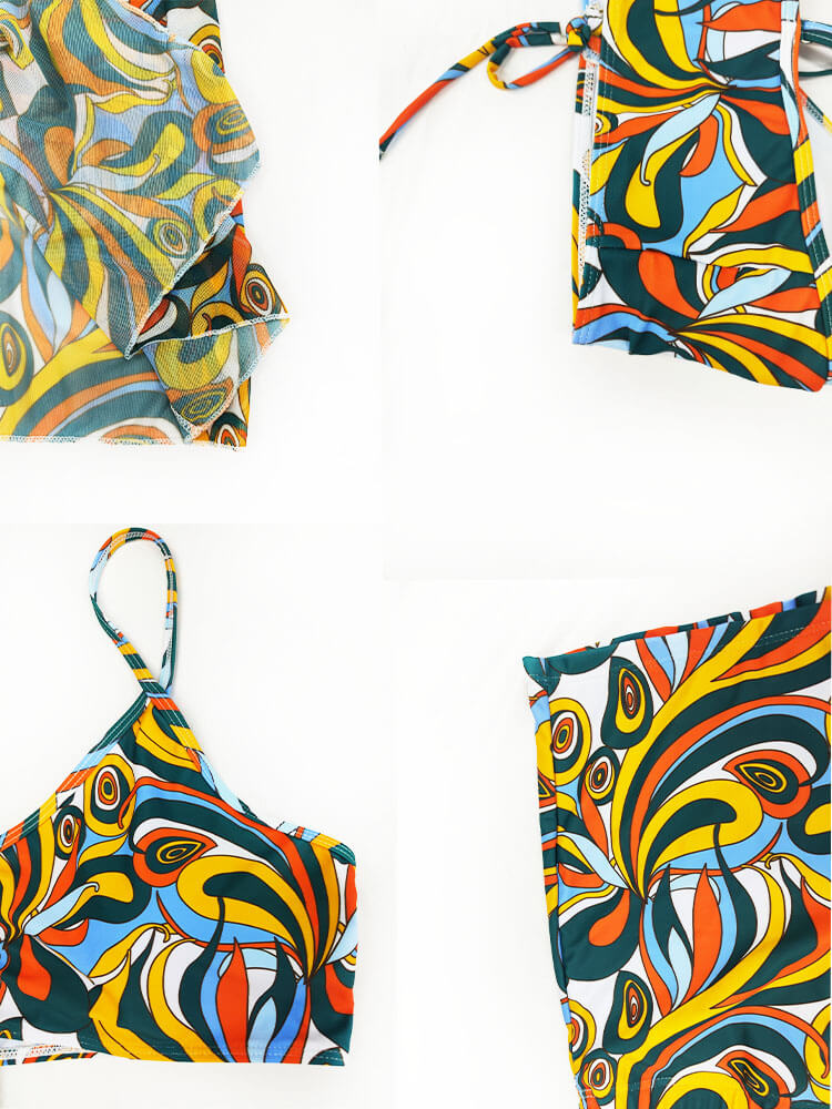 Plus Size Three Piece Floral Print Short Sets