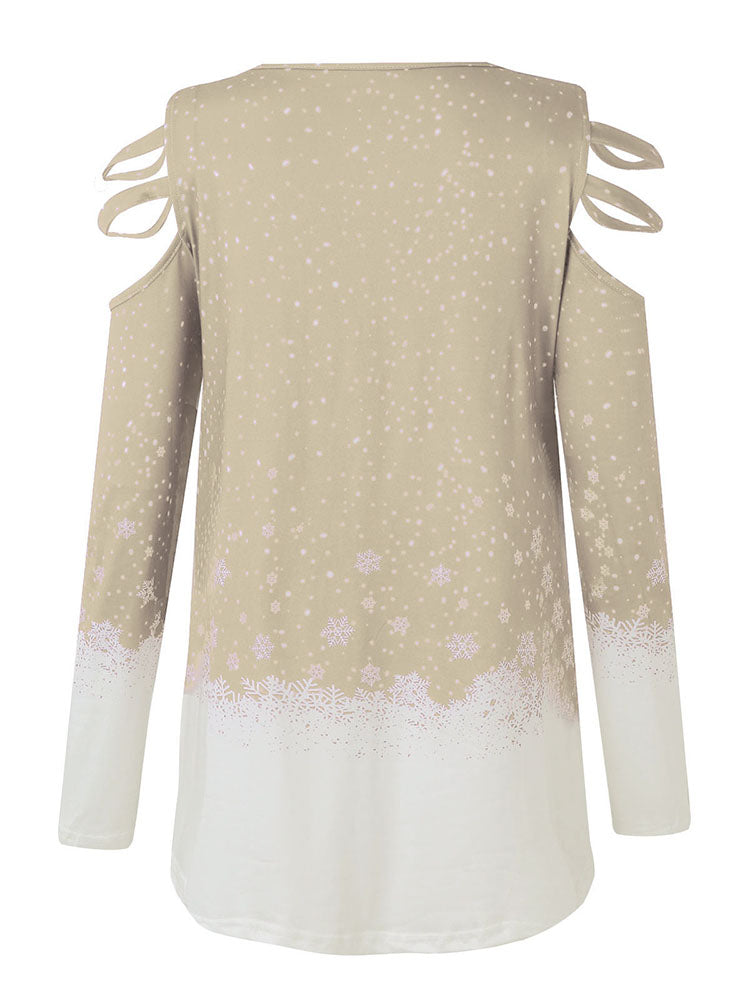 Christmas Plus Size Long Sleeves Elk Print Tops