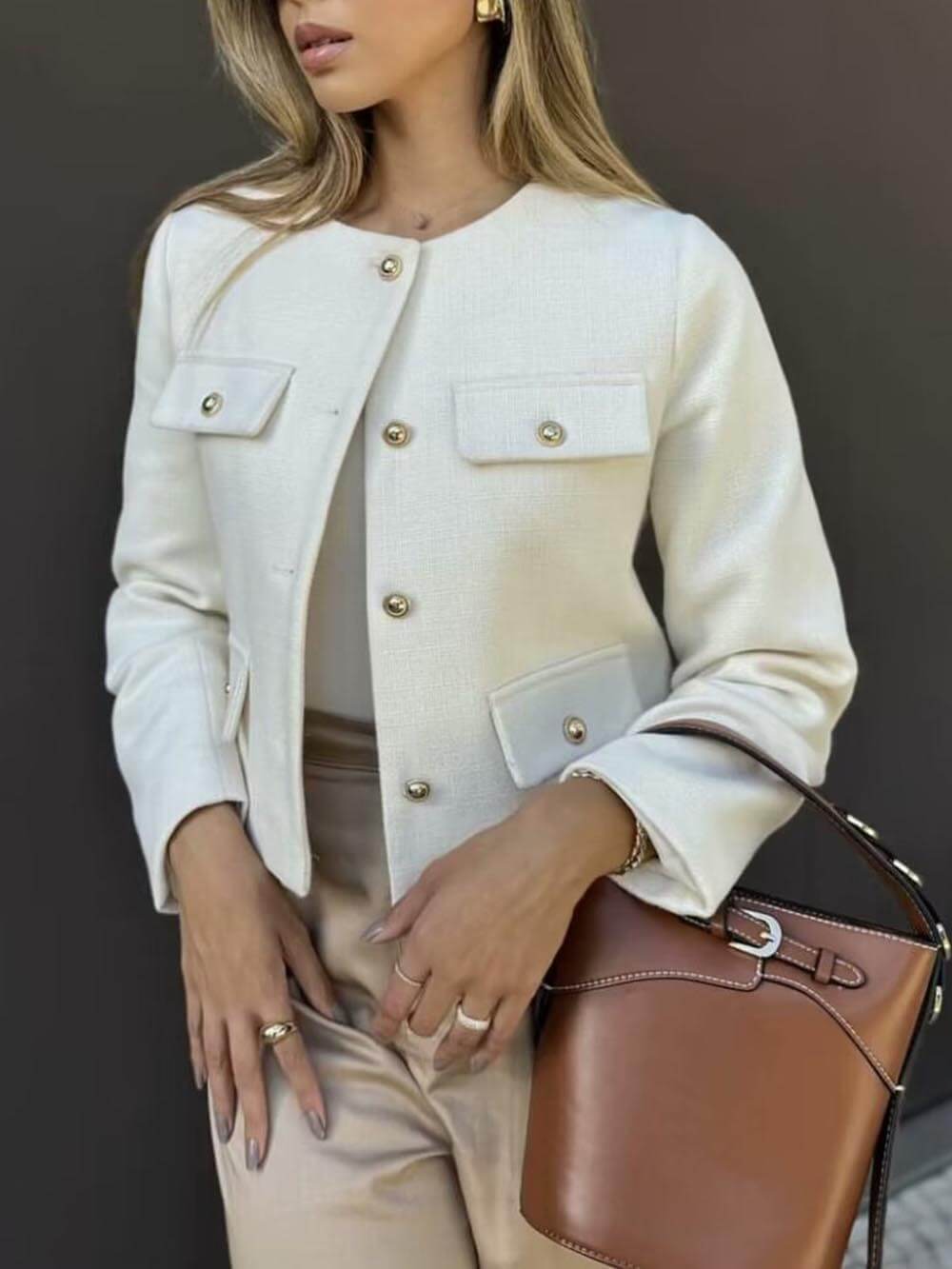 Chanel Style Button Short Suit Jacket