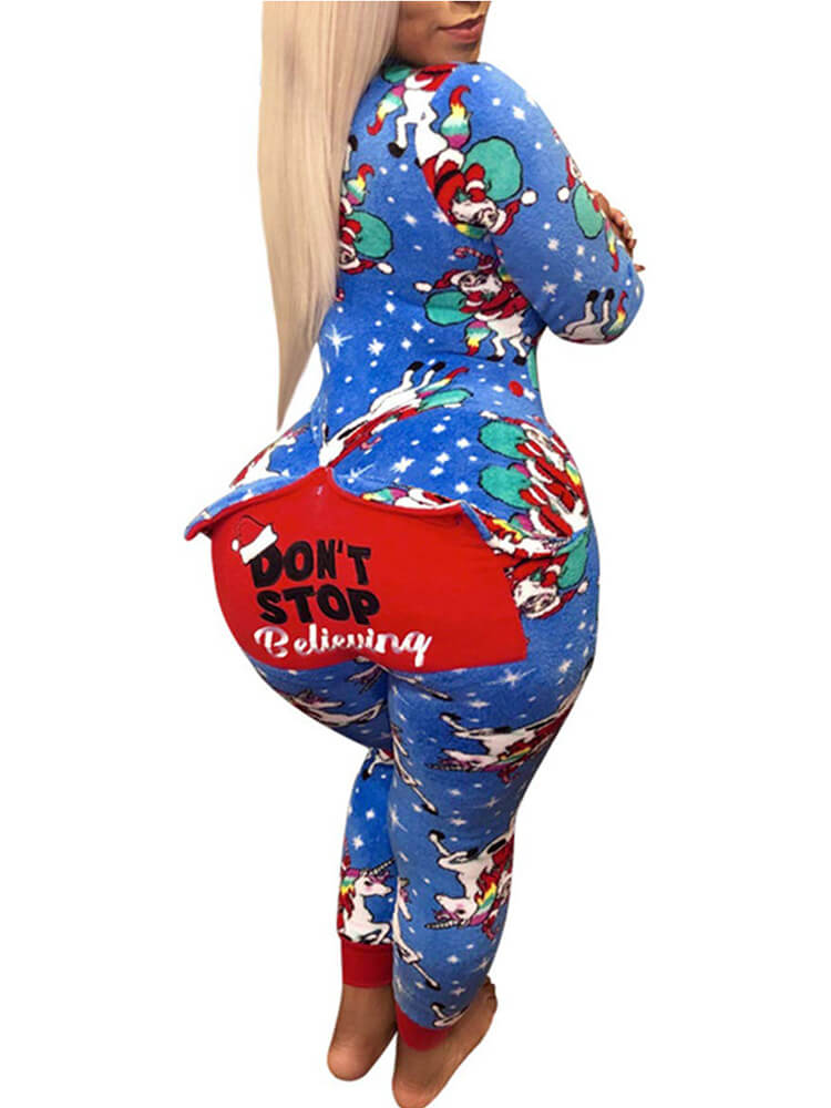 Long Sleeve Printed Zipper Jumpsuits