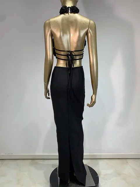 Keyhole Backless Maxi Bodycon Dress - Elegant Summer Party Outfit