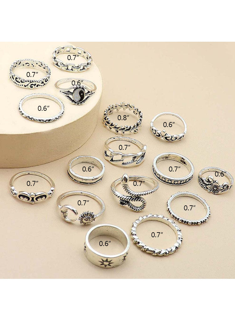 Flower Heart Butterfly Pearl Rings Sets