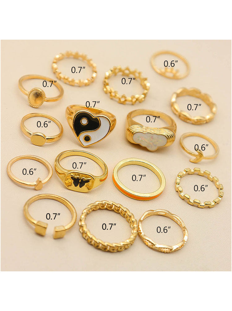 Flower Heart Butterfly Pearl Rings Sets