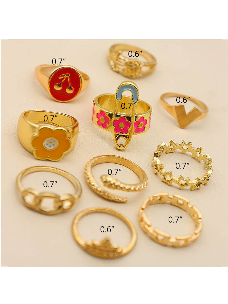 Flower Heart Butterfly Pearl Rings Sets