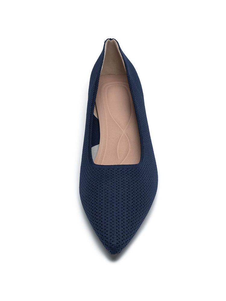 Knit Pointed Toe Low Heels