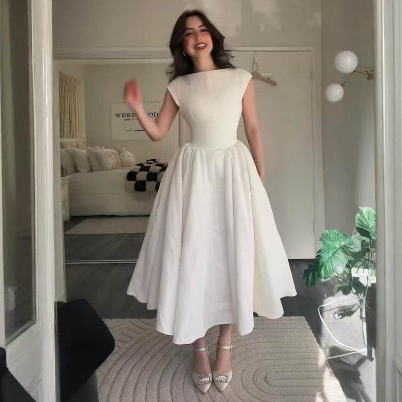 Elegant Backless Waist Midi Dress
