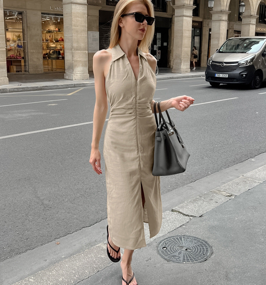 Polo-Neck Dress With Opening