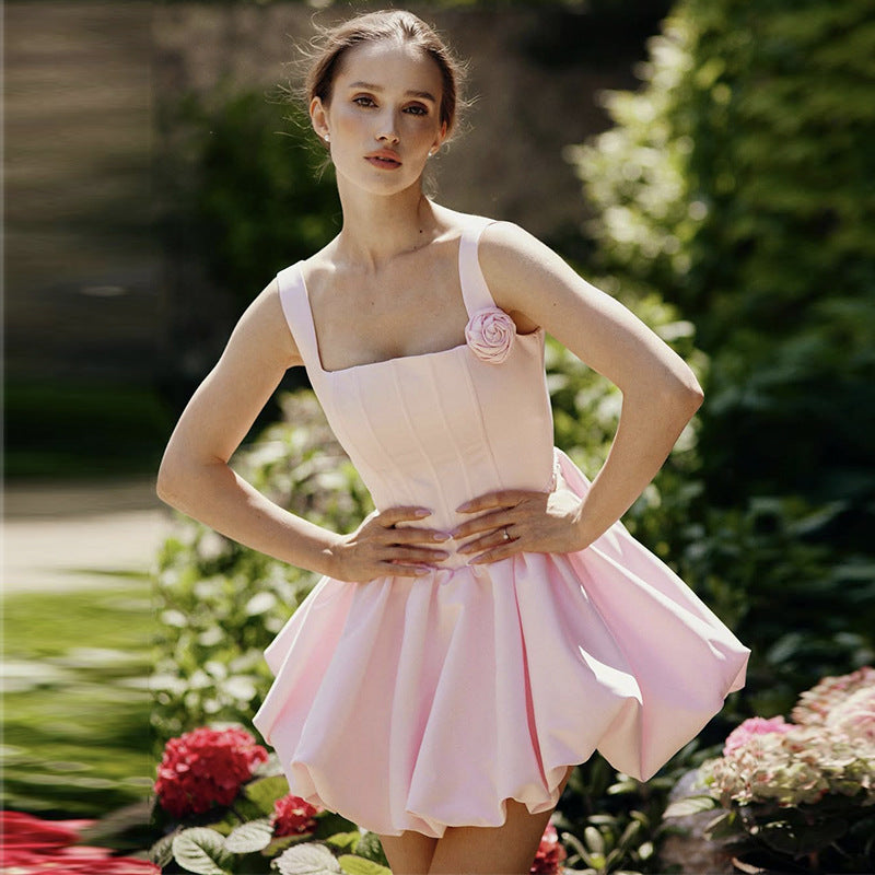 Fresh Suspender Three-Dimensional Flower Tutu Dress