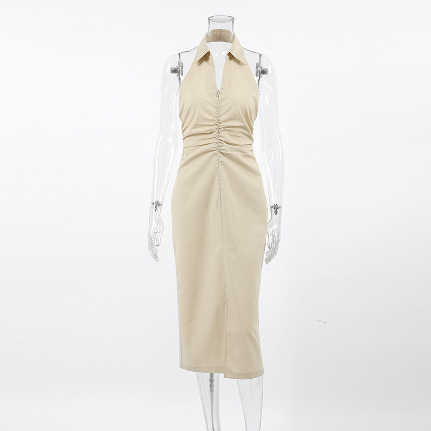 Polo-Neck Dress With Opening