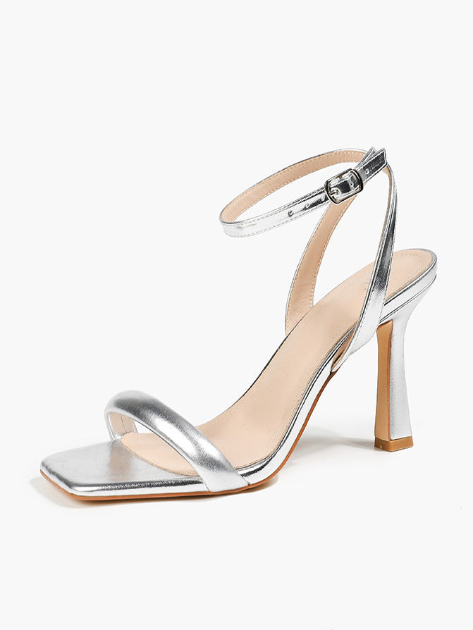 One-Strap Thick Heel Open-Toe High Heels