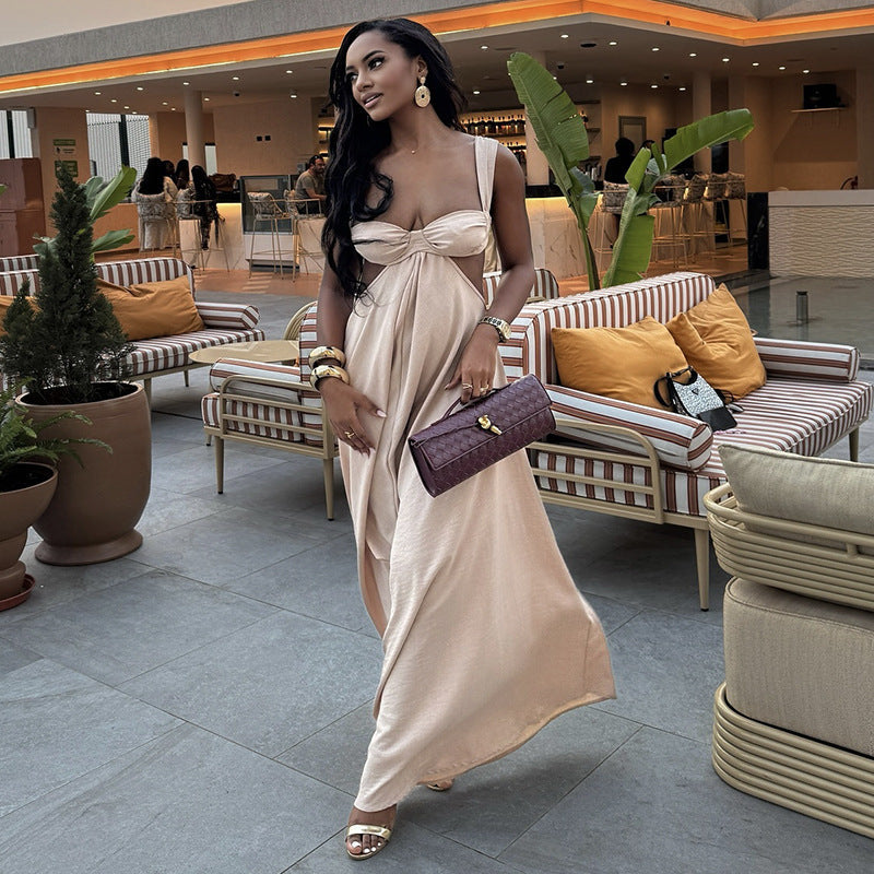 Strapless Hollow Long Mi diDress