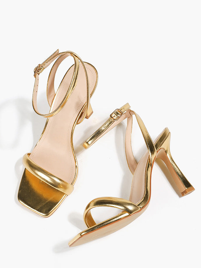 One-Strap Thick Heel Open-Toe High Heels