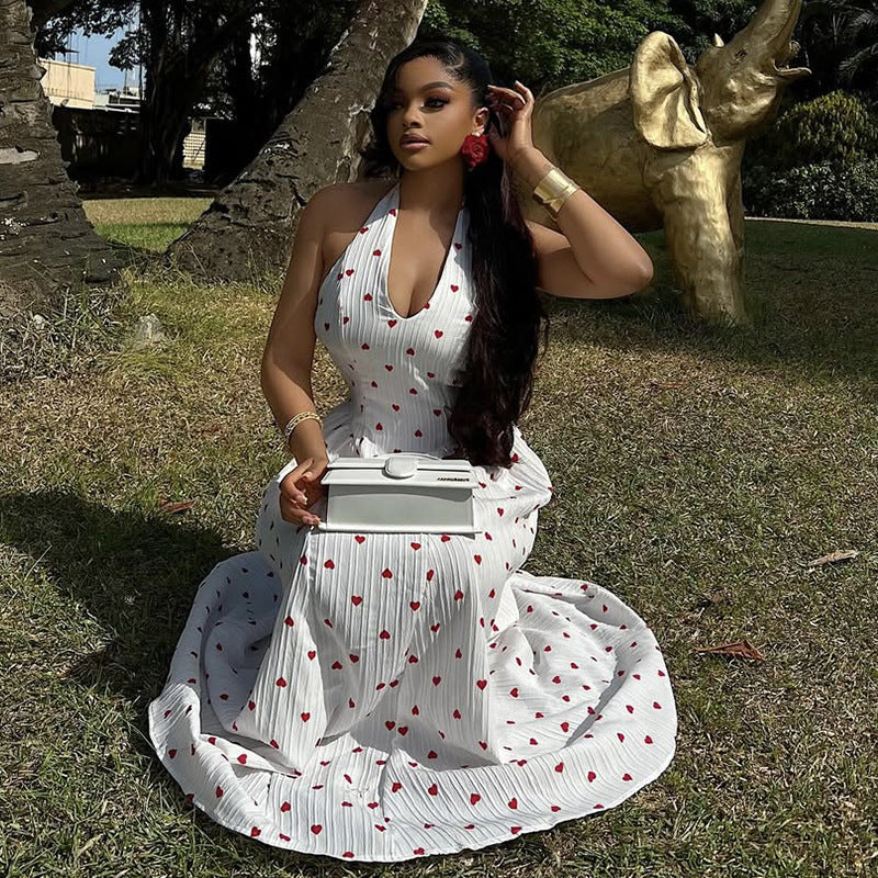 Elegant V-neck halter dress