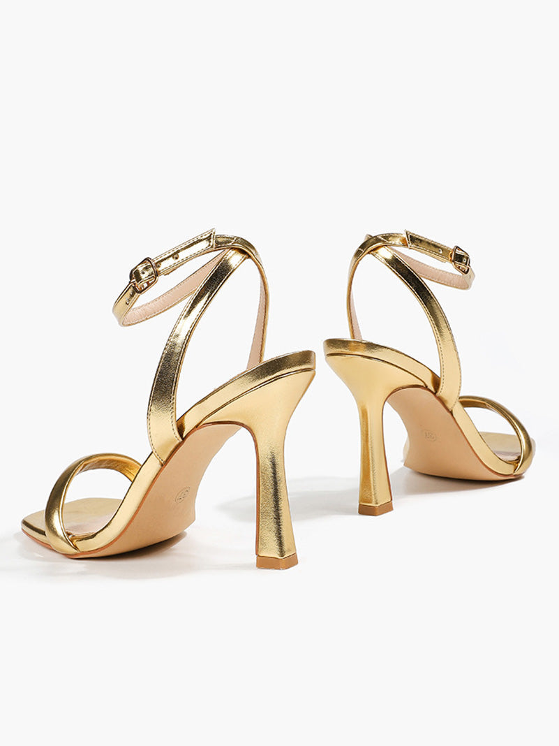 One-Strap Thick Heel Open-Toe High Heels