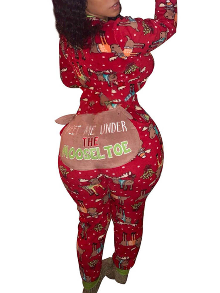 Long Sleeve Printed Zipper Jumpsuits
